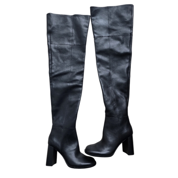 RARE Zara Studio Atelier Limited Edition Over The Knee Leather Heeled Boots - Picture 11 of 14